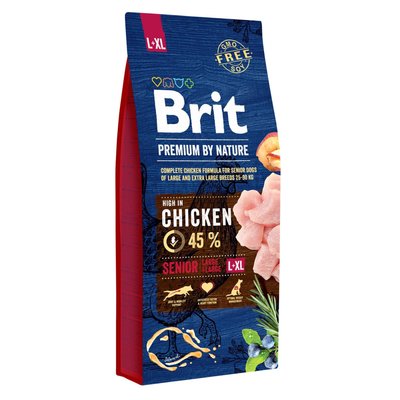 Brit Premium Senior L+XL - Сухой корм для пожилых собак крупных и гигантских пород (весом от 25 до 90 кг) 15 кг (курица)