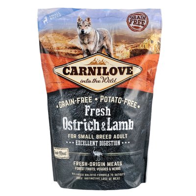 Carnilove Fresh Ostrich & Lamb cухой корм для взрослых собак мелких пород 1,5 кг (ягнёнок и страус)