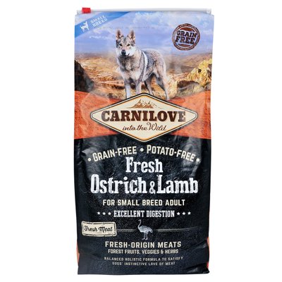 Carnilove Fresh Ostrich & Lamb сухой корм для взрослых собак мелких пород 6 кг (ягнёнок и страус)