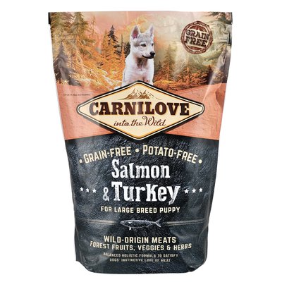 Carnilove Salmon & Turkey Large Breed Puppy Сухой корм для щенков и молодых собак крупных пород (весом от 25 кг) 1,5 кг (лосось и индейка)
