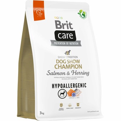 Brit Care Dog Hypoallergenic Dog Show Champion - Сухий для виставкових собак 3 кг (лосось та оселедець)