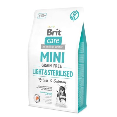 Brit Care GF Mini Light & Sterilised - Сухой корм для собак миниатюрных пород с избыточным весом или стерилизованных 2 кг (лосось и кролик)
