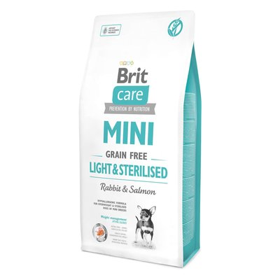 Brit Care GF Mini Light & Sterilised - Сухой корм для собак миниатюрных пород с избыточным весом или стерилизованных 7 кг (лосось и кролик)