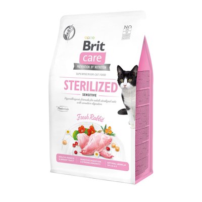 Brit Care Cat GF Sterilized Sensitive корм для стерилізованих котів з чутливим травленням 400г (кролик)