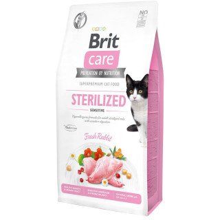 Brit Care Cat GF Sterilized Sensitive корм для стерилізованих котів з чутливим травленням 7кг (кролик)