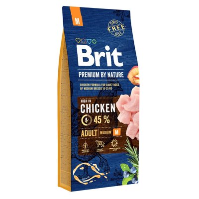 Brit Premium Adult M - Сухой корм для взрослых собак средних пород (весом от 10 до 25 кг) 15 кг (курица)