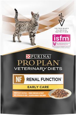 Purina Pro Plan Veterinary Diets NF EarCare - Влажный корм пауч для кошек для поддержания функции почек при хронической болезни почек на ранних стадиях 85 г, упаковка