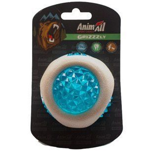 AnimAll GrizZzly LED Іграшка для собак м'яч, біло-синій