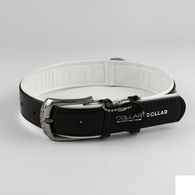 Collar brilliance нашийник шкіряний для собак, чорно-білий, довжина 50-62 см
