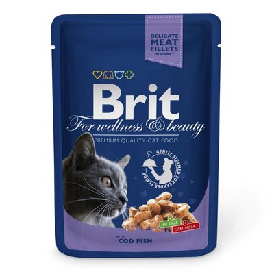 Brit Premium Cat Cod Fish pouch - Вологий корм для кішок 100 г (тріска)
