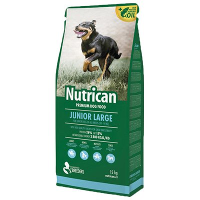 Сухой корм Nutrican Junior Large для щенков больших пород от 1 до 12 месяцев со вкусом курицы, 15 кг
