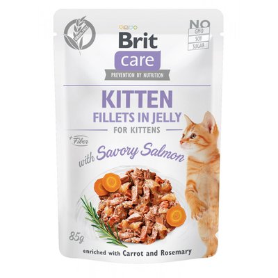 Brit Care Cat pouch - Влажный корм для котят 85г (лосось в желе)