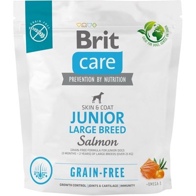 Brit Care Dog Grain-free Junior Large Breed - Сухой корм для молодых собак крупных пород беззерновой 1 кг (лосось)