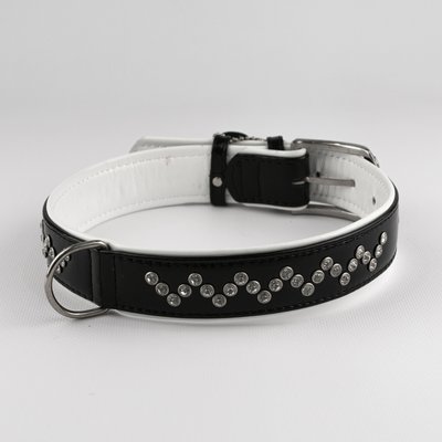 Collar brilliance ошейник кожаный для собак, черно-белый, обхват 50-62 см