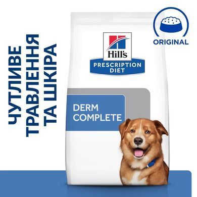 Hill&rsquo;s Prescription Diet Derm Complete - Сухий корм для собак з яйцем та рисом 4 кг
