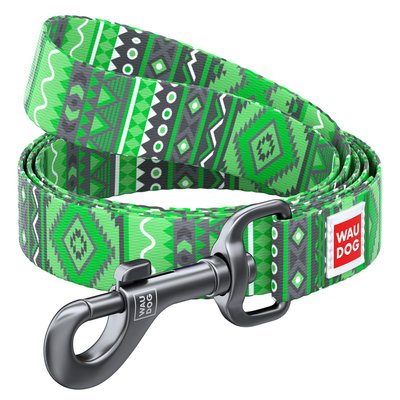 Collar Поводок WAUDOG Nylon с рисунком "Этно зелёный"