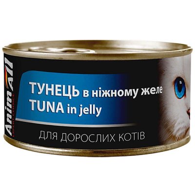 AnimAll Cat Tuna in jelly - консерва для кошек с тунцом в нежном желе 85 г