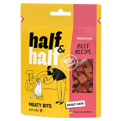Half&Half Meaty Bits Adult - Лакомство для кошек 50 г (говядина)