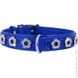 Collar brilliance ошейник кожаный для собак, синий, обхват 30-39 см
