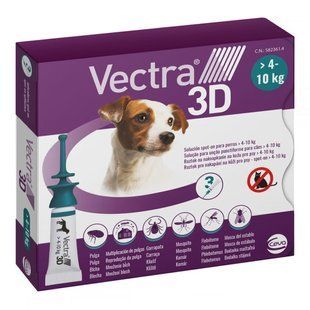 Vectra 3D (Вектра 3Д) краплі від бліх і кліщів для собак вагою 4,1-10 кг, упаковка