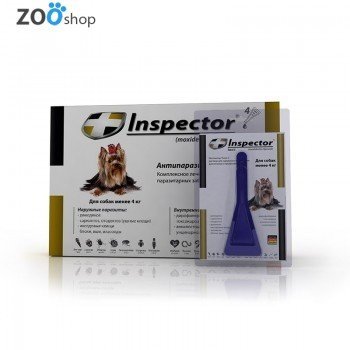 Inspector (Інспектор) краплі на холку від бліх, кліщів, гельмінтів для собак 1-4 кг