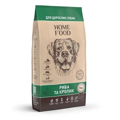 Home Food Повнораціонний сухий корм для дорослих собак середніх порід «Риба з Кроликом» 10 кг
