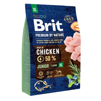 Brit Premium Junior XL - Сухий корм для цуценят і молодих собак гігантських порід (вагою від 45 кг) 3 кг (курка)