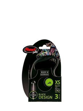 Flexi Повідець-рулетка Black Design трос XS (3 м; до 8 кг) срібний