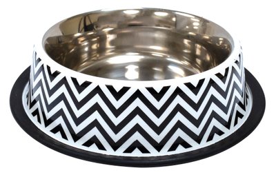 Миска для собак CROCI Twiggy Stripes металлическая с резиновым кантом орнамент 470 мл