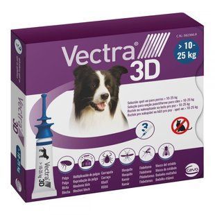 Vectra 3D (Вектра 3Д) краплі від бліх і кліщів для собак вагою 10,1-25 кг, упаковка