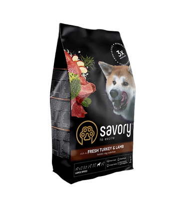 Savory корм для собак крупных пород 3кг (индейка и ягненок)