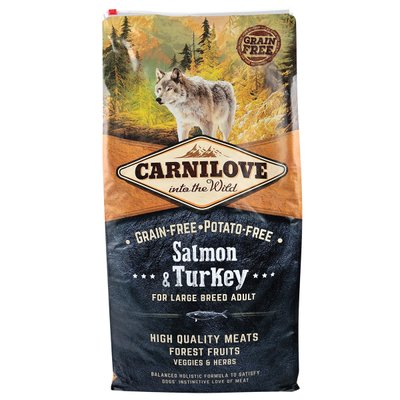 Carnilove Salmon & Turkey Large Breed cухой корм для взрослых собак крупных пород (весом от 25 кг) 12 кг (лосось и индейка)
