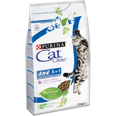 CAT CHOW Feline 3 in 1 - Сухий корм для дорослих кішок c формулою потрійної дії 1,5 кг