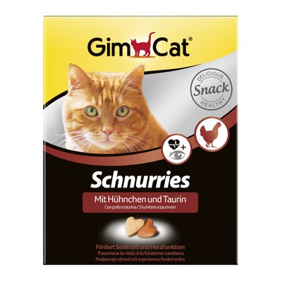 GimCat Schnurries сердечка-вітаміни для кішок з таурином і куркою, 650 таб.