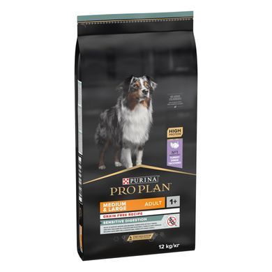 ProPlan Dog Adult Grain Free Medium & Large Sensitive Digestion Turkey - Беззерновий сухий корм для дорослих собак з чутливим травленням з індичкою 12 кг