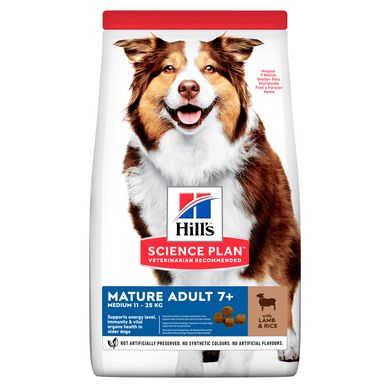 HILL'S SP Mature Adult Medium Хиллс Сухой Корм ​​для Зрелых Собак 7+ с Ягненком и Рисом - 14 кг
