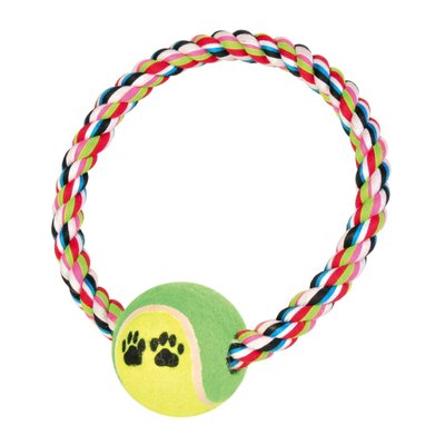 Іграшка для собак Trixie Кільце плетене з тенісним м'ячем d=18 см, d=6 см (текстиль, кольори в асортименті)