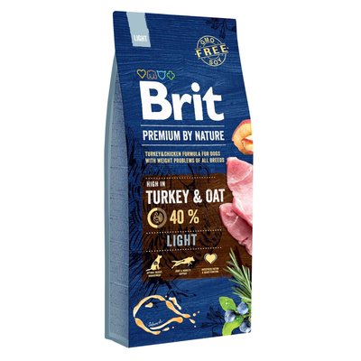 Brit Premium Light - Сухий корм для собак із зайвою вагою 15 кг (курка)
