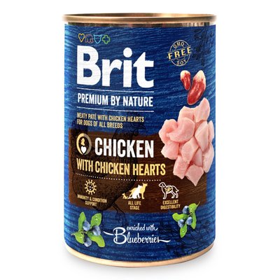 Brit Premium By Nature Chicken with Hearts - Влажный корм для собак 800 г (курица)