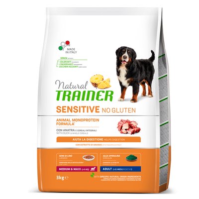 Trainer Dog Sensitive Medium & Maxi With Duck Трейнер сухой корм для взрослых собак средних и крупных пород, с уткой, 3 кг