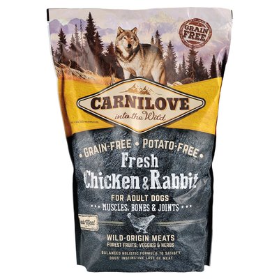Carnilove Fresh Chicken & Rabbit cухой корм для взрослых собак всех пород 1,5 кг (курица и кролик)