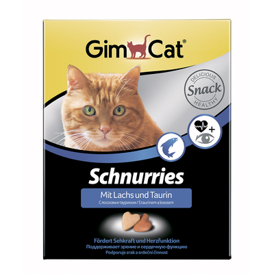 GimCat Schnurries сердечки-витамины для кошек с таурином и лососем, 650 таб.