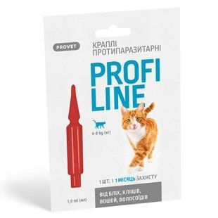 Капли PROVET Profiline для кошек 4-8 кг инсектоакарицид 4 пипетки, пипетка