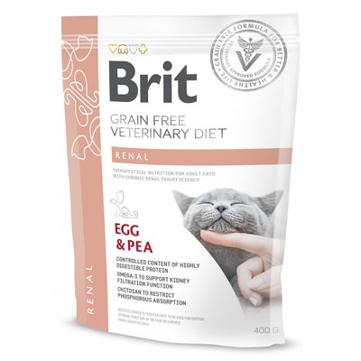Brit GF Veterinary Diet Renal - Сухой корм для кошек, при заболеваниях почек 400 г (яйцо)