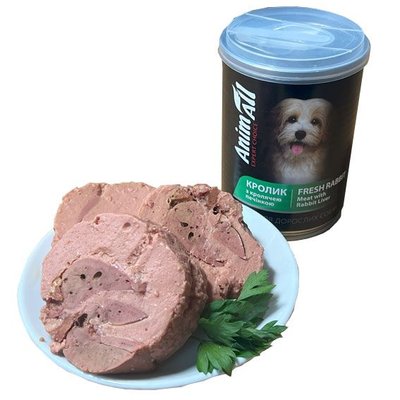 AnimAll Dog Fresh Rabbit - консерва для собак с кроликом и с кроличьей печенью 375 г
