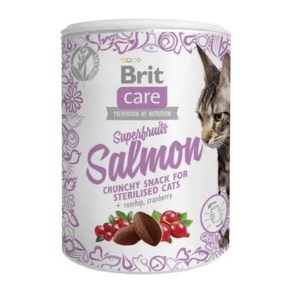 Brit Care Crunchy Cracker Superfruits - Лакомство для кошек 100 г (лосось, шиповник и клюква)
