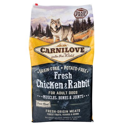 Carnilove Fresh Chicken & Rabbit cухой корм для взрослых собак всех пород 12 кг (курица и кролик)