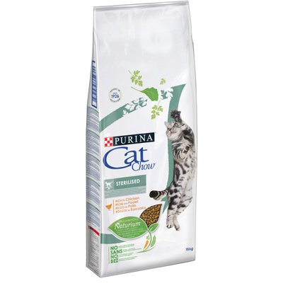 CAT CHOW Sterilized - Сухой корм для стерилизованных кошек и кастрированных котов с курицей 15 кг