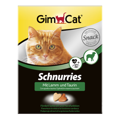 GimCat Schnurries сердечки-витамины для кошек с таурином и ягненком, 650 таб.