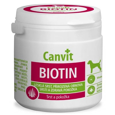 Canvit Biotin for Dogs Вітамінна добавка для відновлення шерсті під час линьки у собак, 100 г